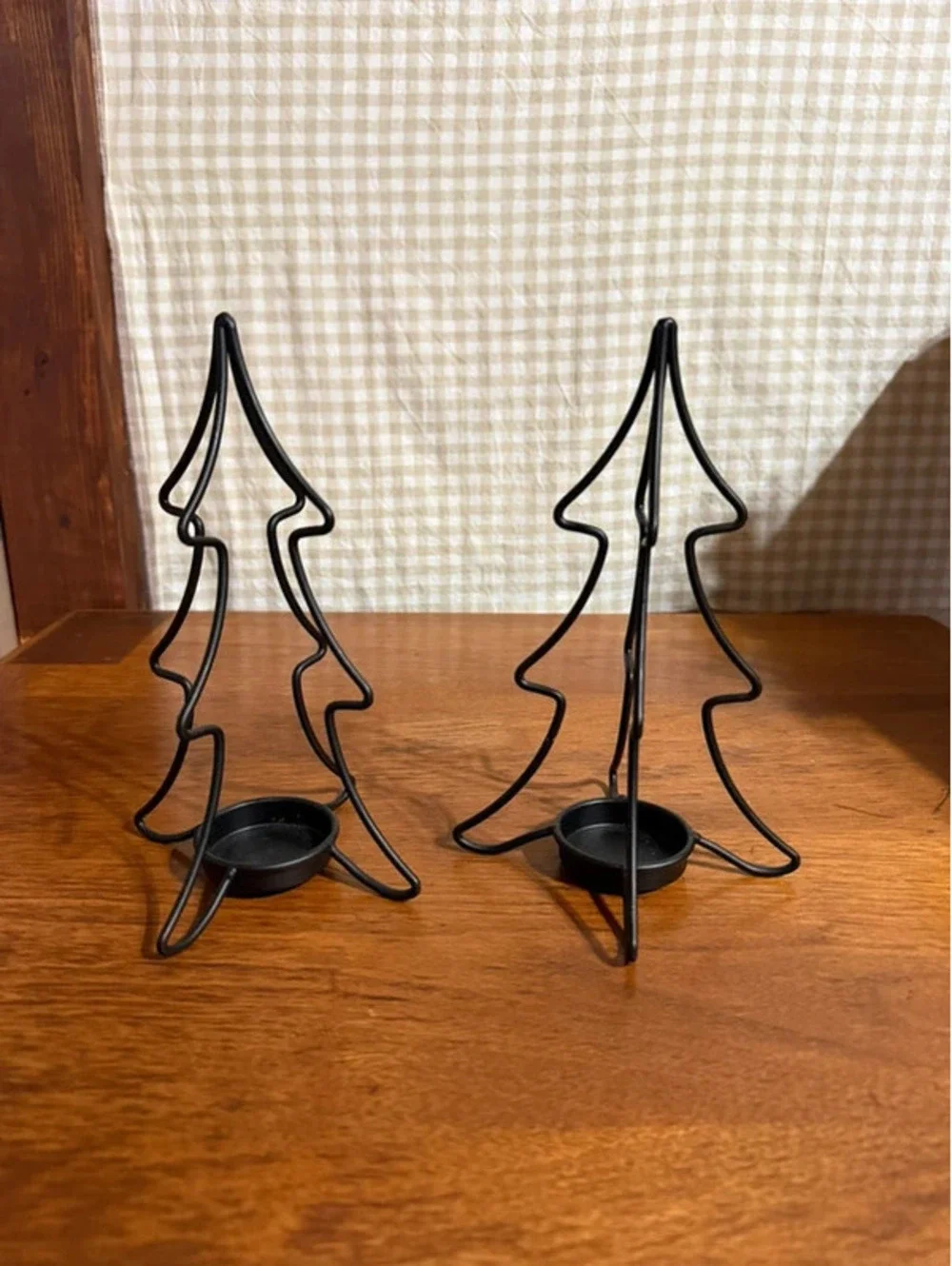 Set of 2 Wire Christmas Tree Candle holder